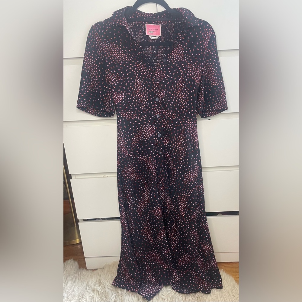 Floral Kate Spade Short Sleeved Purple Midi Dress